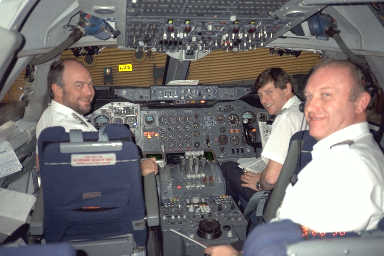 Posed photo of 747 crew